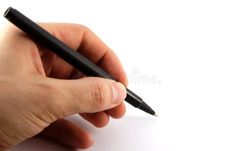 Pen in a left hand royalty free stock images