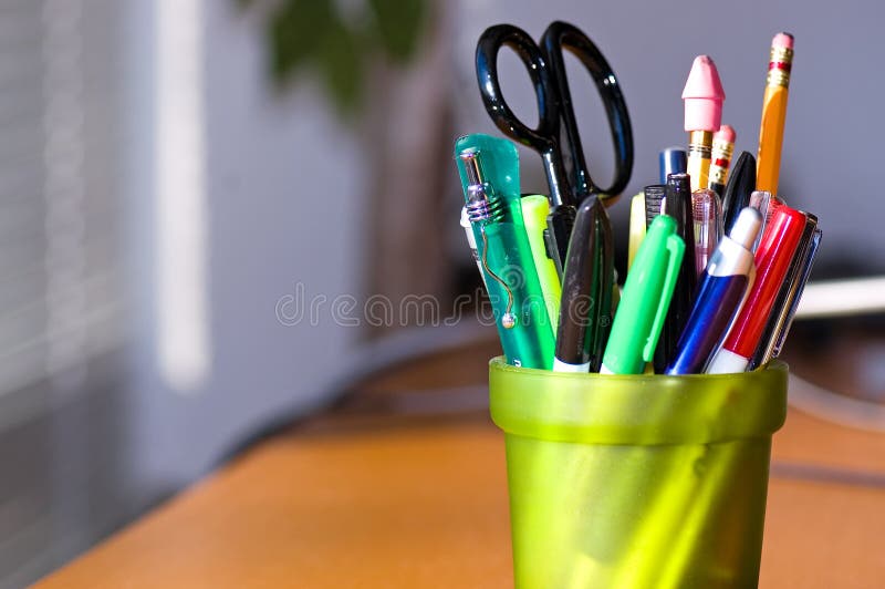 Pen and Pencil Holder on Desk