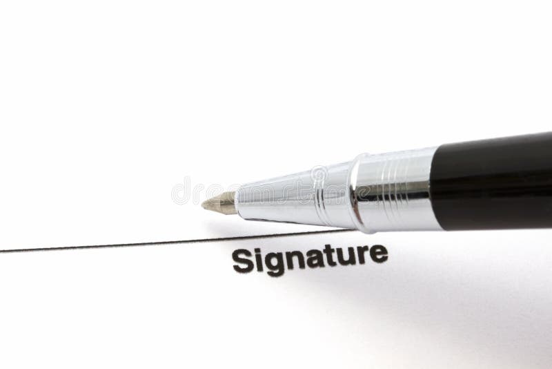 Pen and signature stock photography