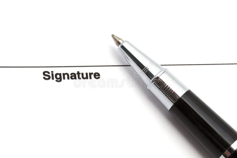 Pen and signature stock photography