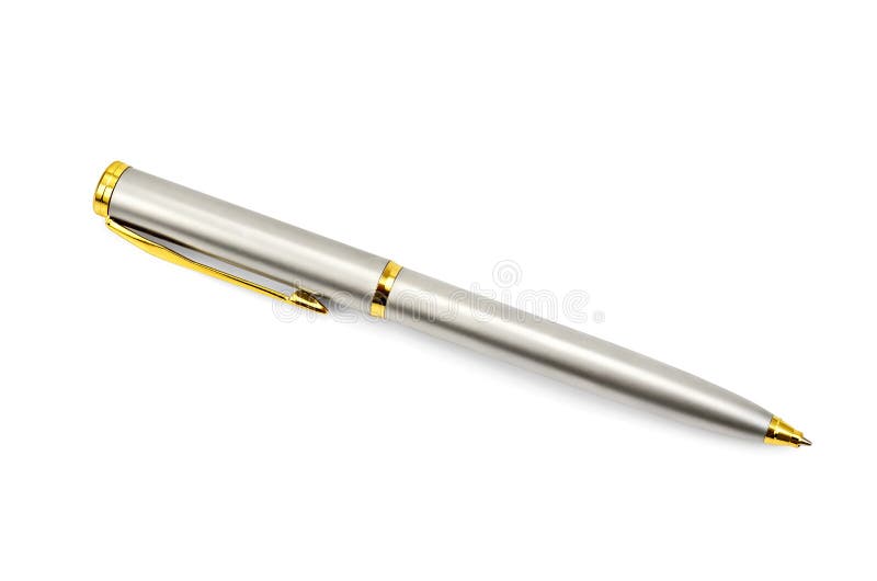 Pen silver-gold stock image