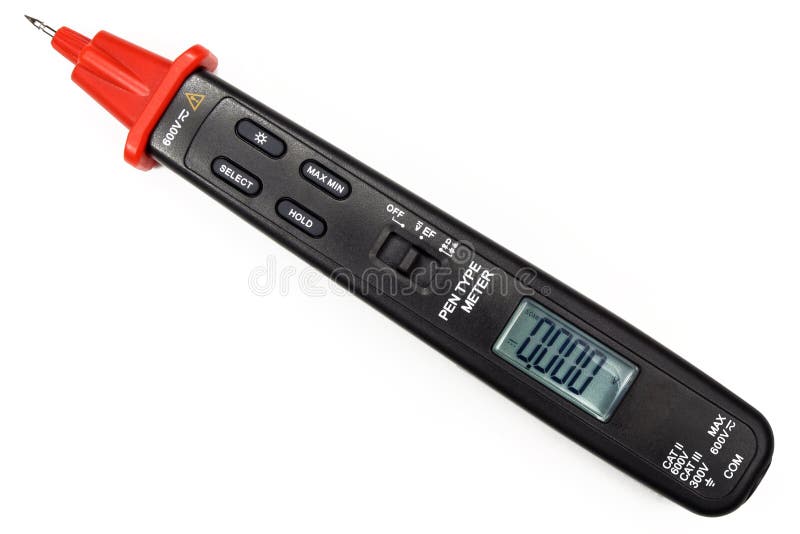 Pen Type Digital Multimeter Isolated On The White Background Stock