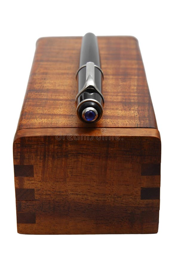 Pen on Wooden Box stock image. Image of white, executive 12232437