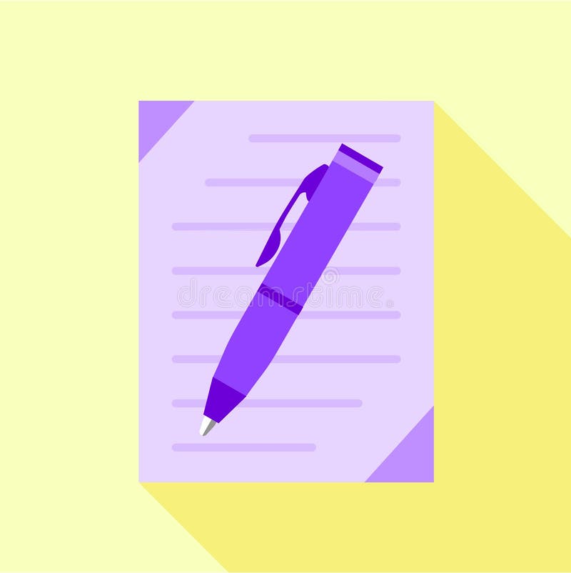 Pen writing icon, flat style stock illustration