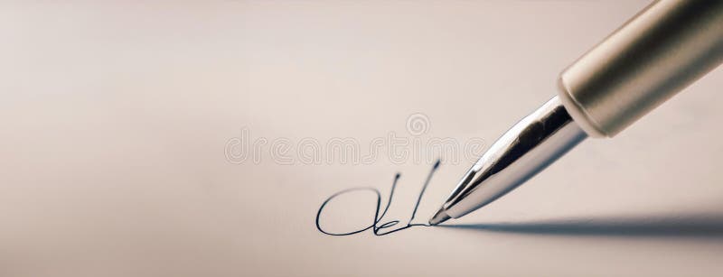 Pen writing on paper act of signing or creating something important with a focus on the pen tip. Background with copy stock photos