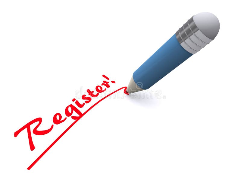 Pen writing words register stock illustration. Illustration of