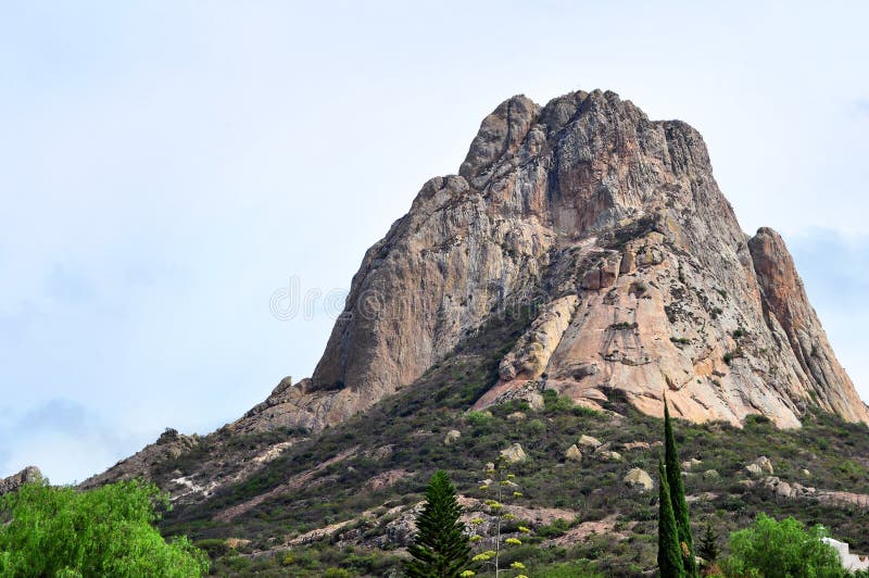 Pena de Bernal, Bernal Boulder is the largest monolith in Mexico located in Bernal Queretaro. Pena de Bernal, Bernal Boulder is the largest monolith in Mexico located in Bernal Queretaro