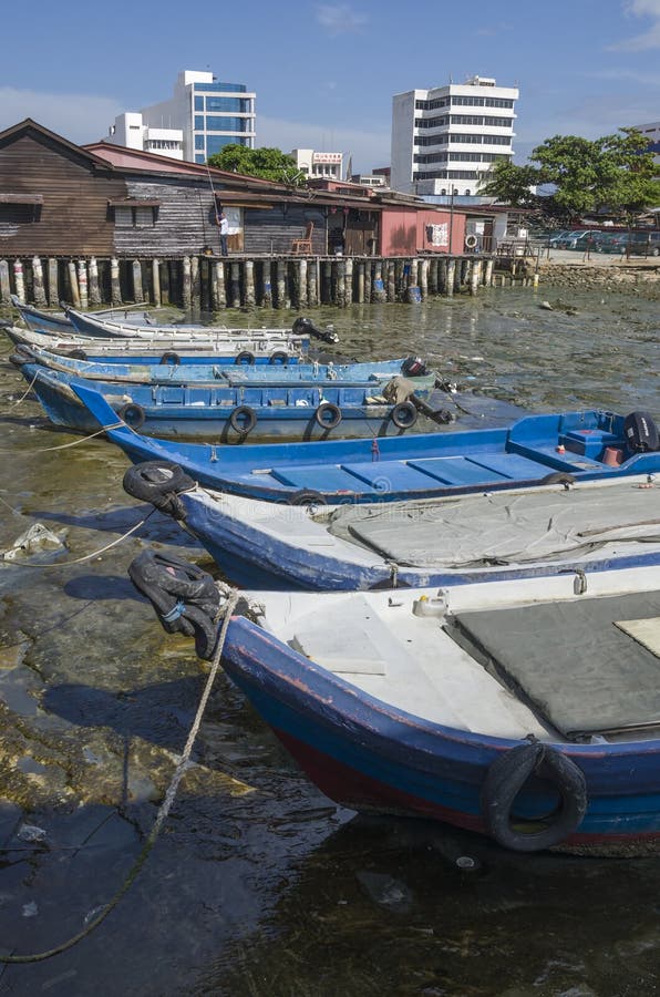 Chew Village Jetty, Penang, Malaysia Stock Image - Image of fisherman