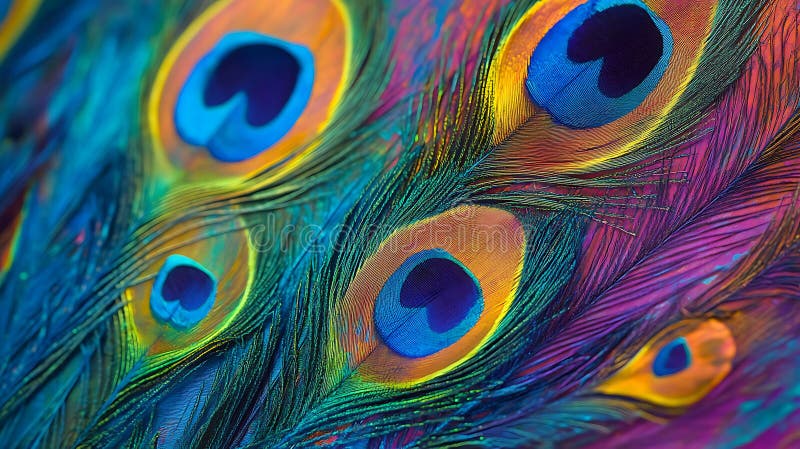 Penas de Peacock Vibrantes Fundo de Textura ilustração stock