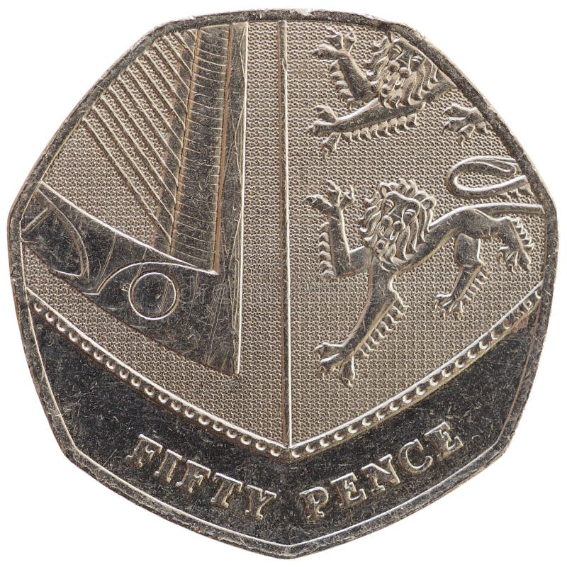 50 pence coin, United Kingdom isolated over white