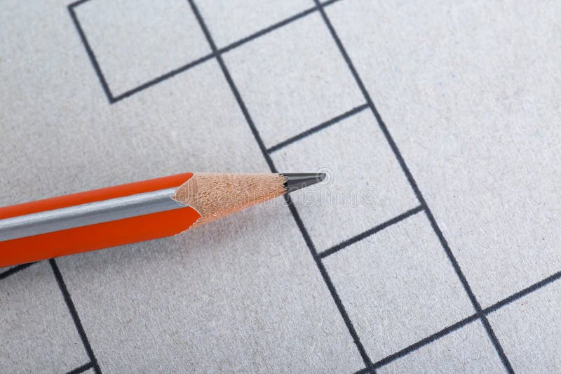 Pencil on Blank Crossword, Top View. Space for Text Stock Image Image