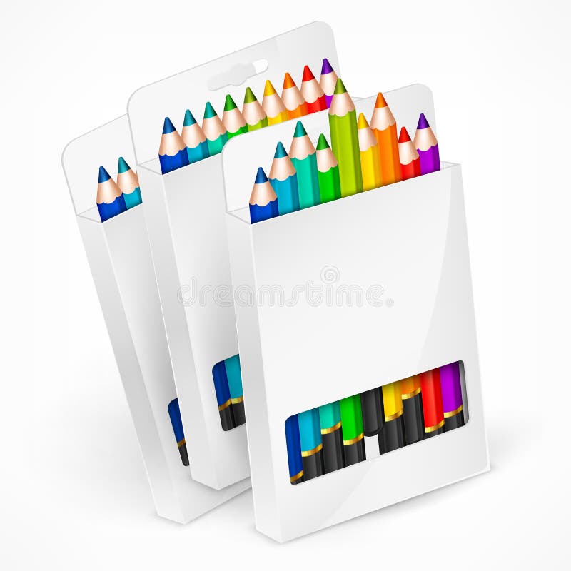 Pencil boxes Color vector illustration