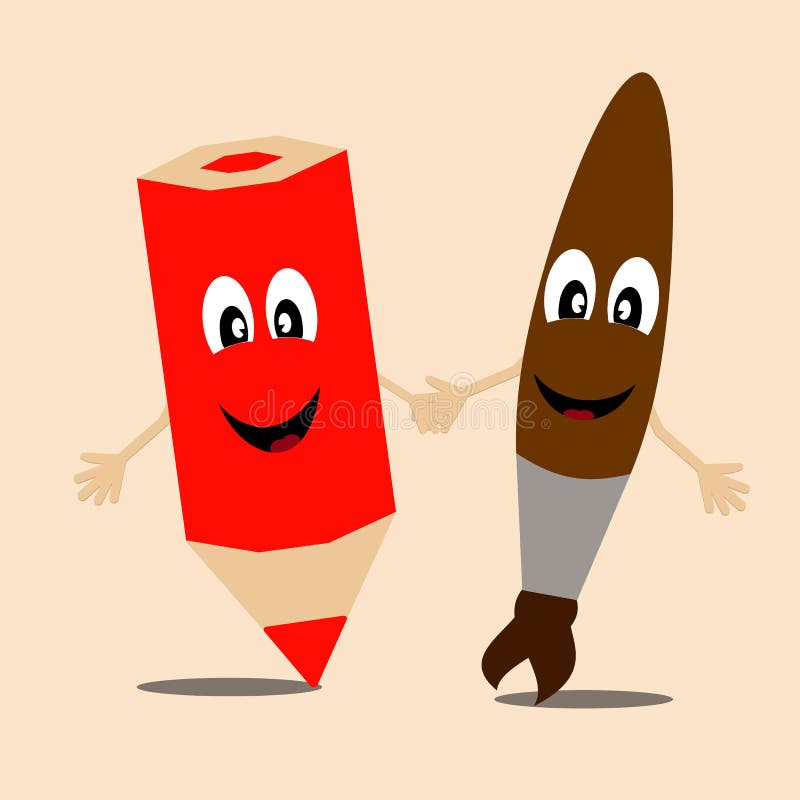 Pencil and brush together stock vector. Illustration of advertisement