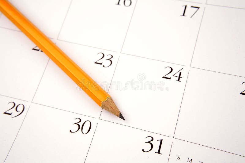 Pencil on calendar