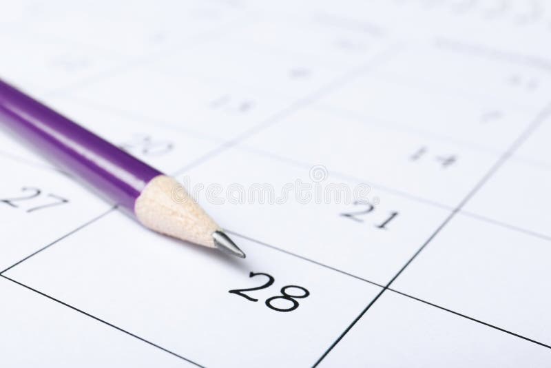 Pencil on calendar page. Planning concept royalty free stock photo