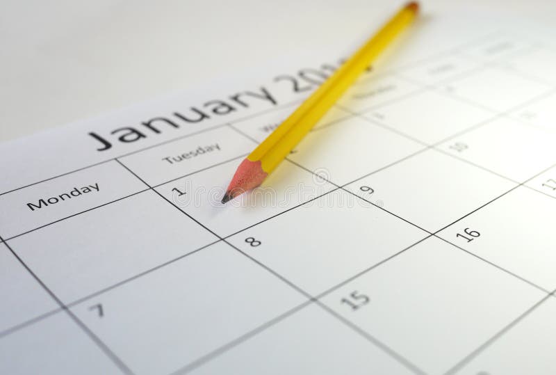 Pencil and calendar stock photo. Image of finger, business 39552842