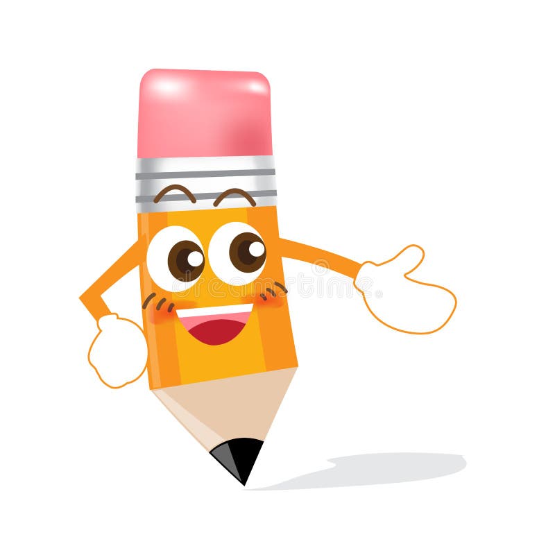 Pencil cartoon showing something stock illustration