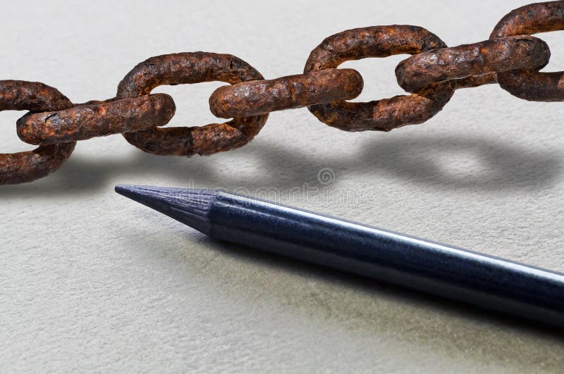 Pencil and chain stock image. Image of editor, rights 63076181
