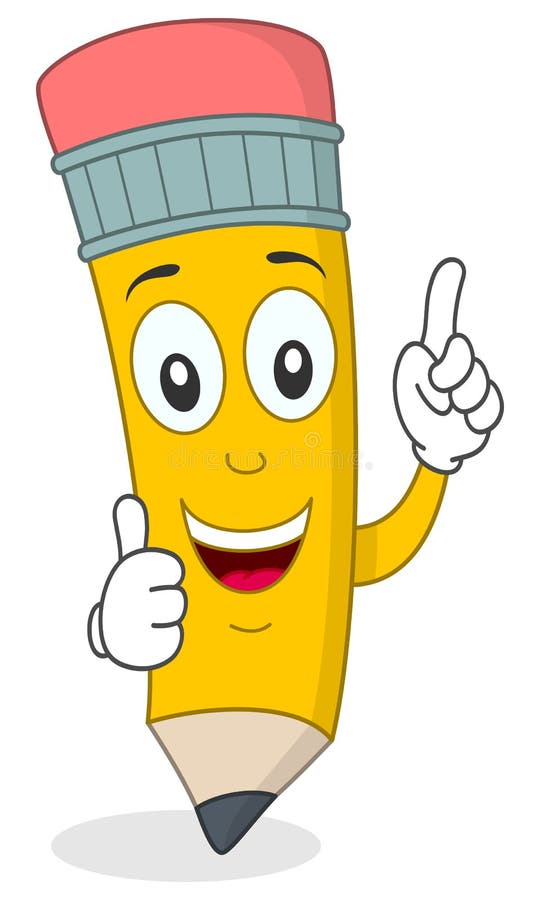 Pencil Character with Thumbs Up