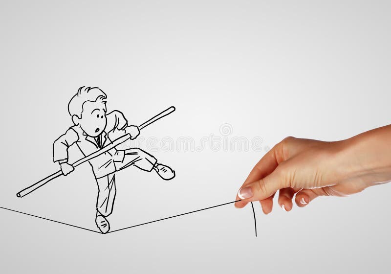 Pencil drawing as illustraion of risks and challenges inbusiness. Pencil drawing as illustraion of risks and challenges inbusiness