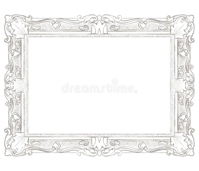 Pencil Drawing with Classic Rectangular Frame Stock Illustration ...