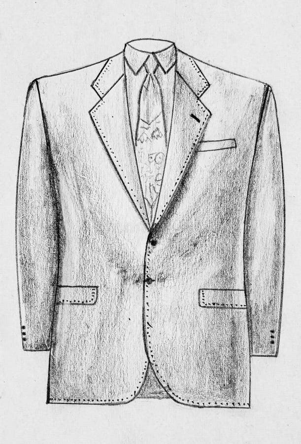 Pencil Drawing of a Single Breast Sack Coat Stock Illustration ...