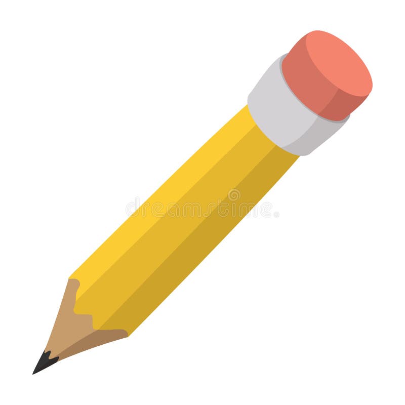 Pencil with Eraser Cartoon Icon Stock Vector Illustration of cheerful