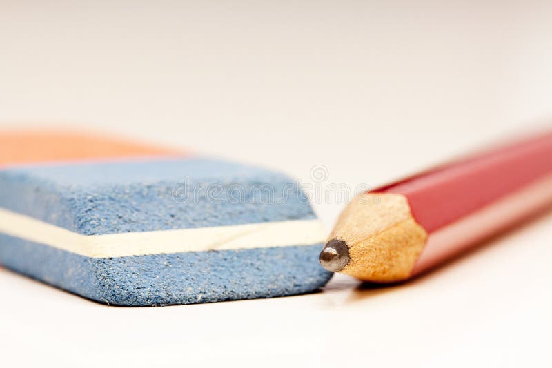 Pencil and eraser stock photo. Image of drawing, white 45001058