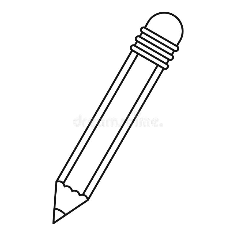 Pencil with Eraser Icon Outline Stock Vector - Illustration of lead ...