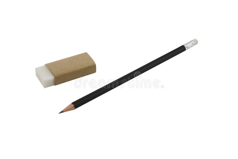 Pencil And Eraser Isolated On White Background Royalty Free Stock