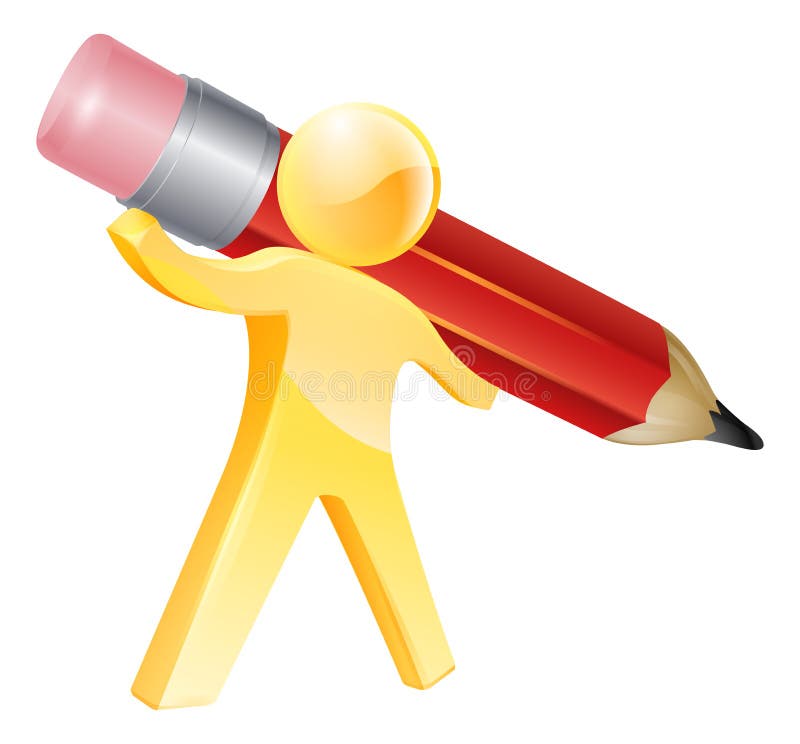 Pencil gold person vector illustration