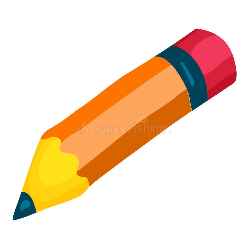 Pencil icon, cartoon style stock illustration. Illustration of