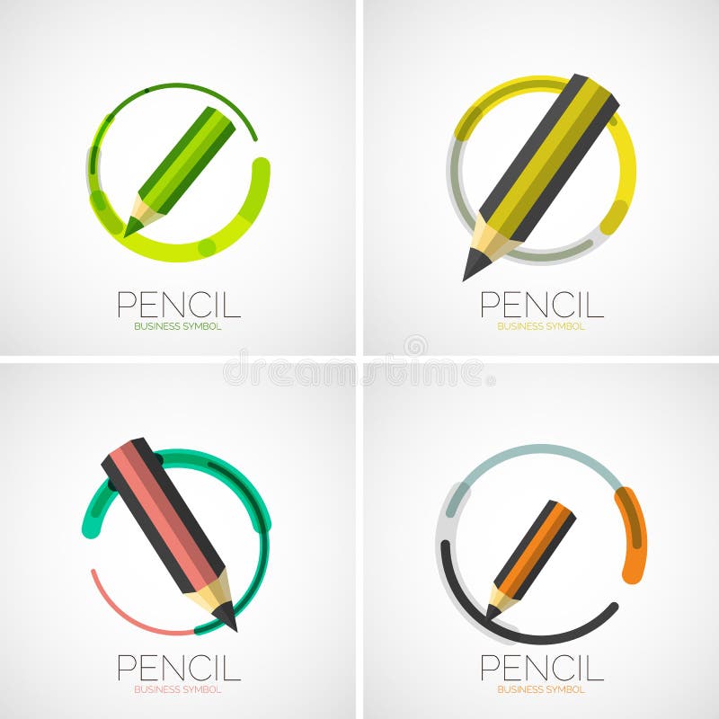Pencil icon set, company logo, minimal design royalty free illustration Pencil icon set, company logo, minimal design royalty free illustration