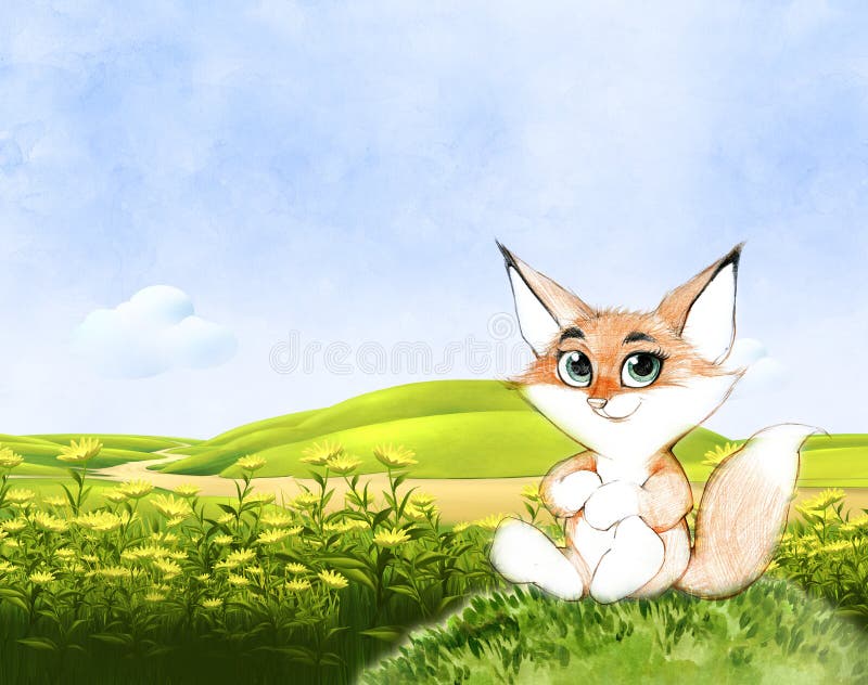 Pencil illustration of a fox