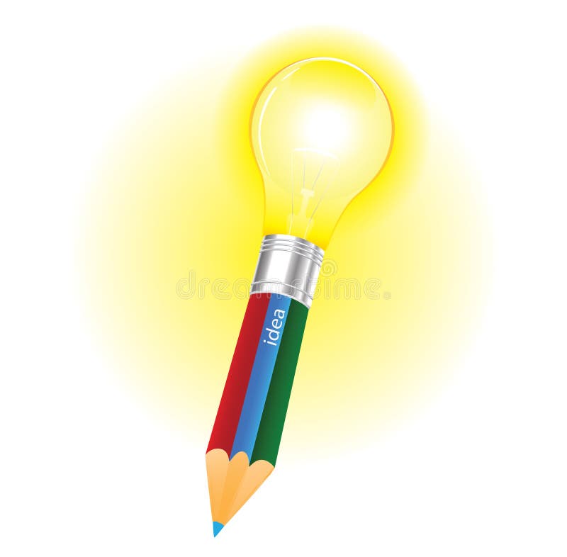 Pencil light bulb stock vector. Illustration of innovation 48982933