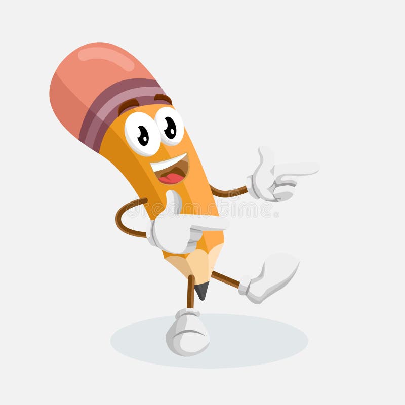 Pencil Mascot and Background Hi Pose Stock Vector - Illustration of