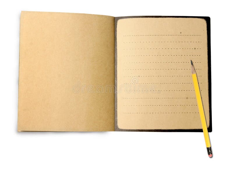 Yellow pencil and note book isolated on white background. Paper notation stock images, royalty-free photos and pictures