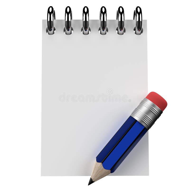 Pencil and Notebook on White Background. This is a 3d render illustration royalty free illustration
