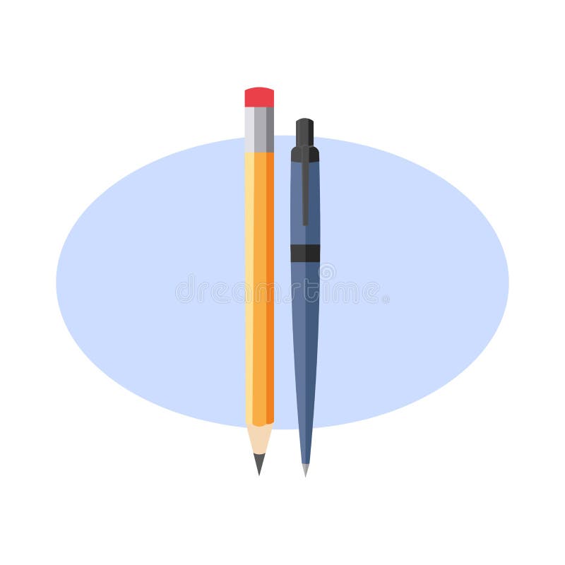 Pencil and Pen Clipart. Pencil and Pen Colorful Flat Icon Stock Vector