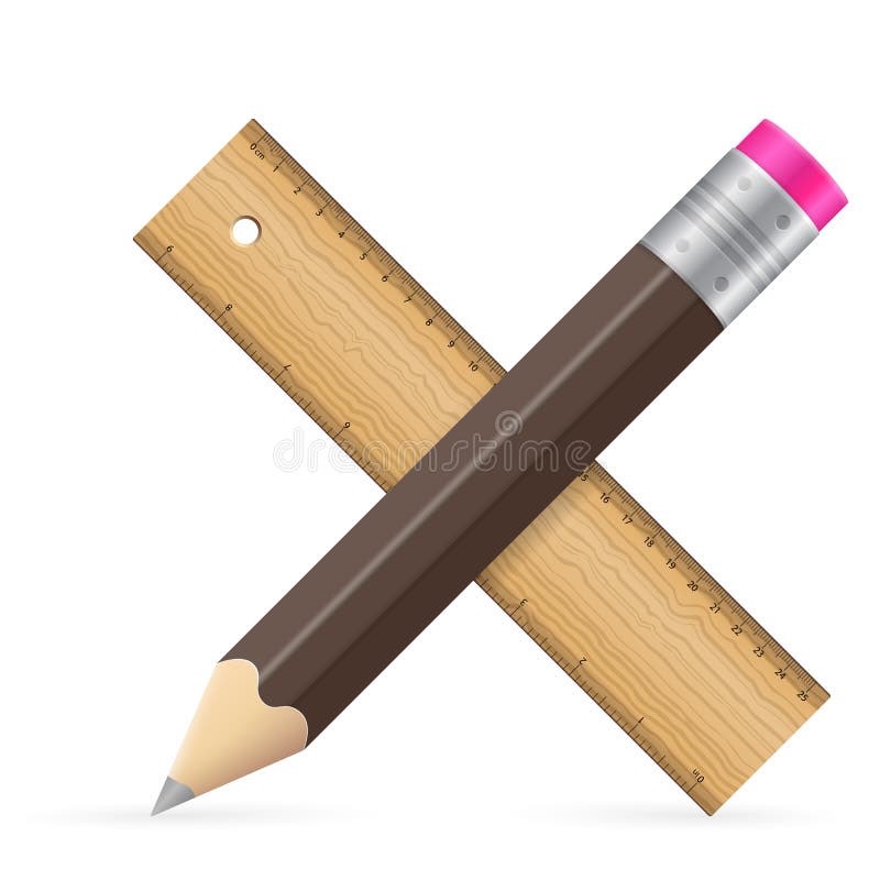 Pencil and ruler icon vector illustration