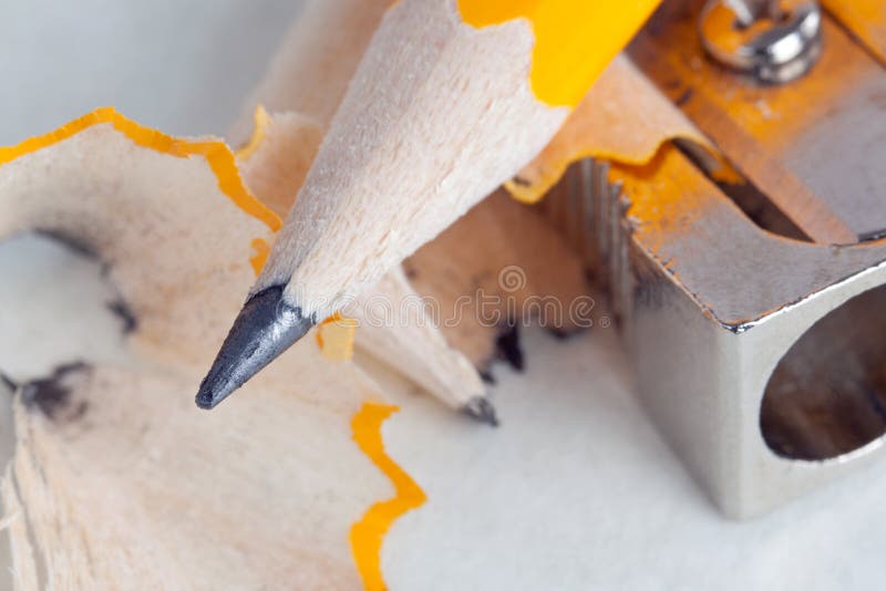 Pencil and sharpener close-up