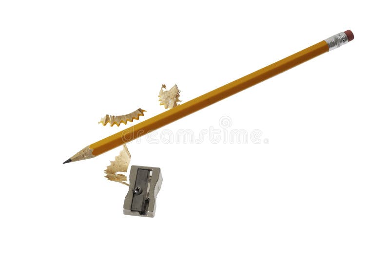 Pencil and Sharpener after Use Stock Photo Image of draw, isolated