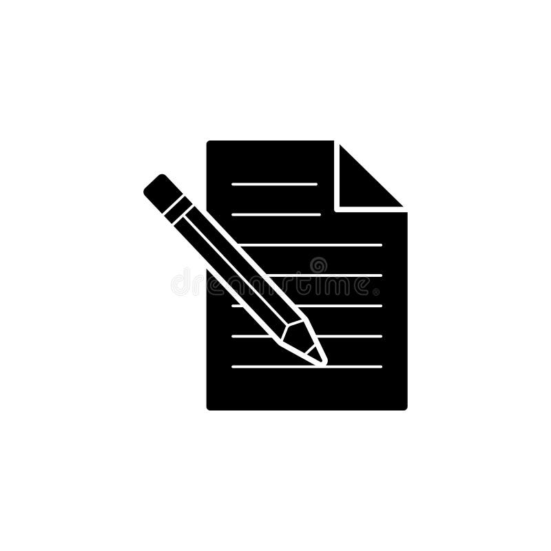 Pencil on a sheet of a document icon. Simple glyph, flat vector of Web icons for UI and UX, website or mobile application royalty free illustration