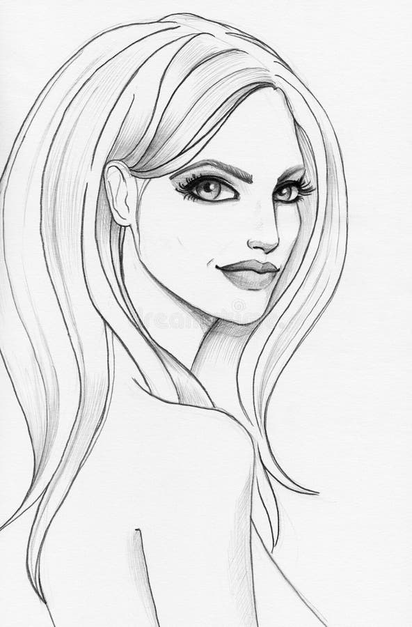 Beauty girl face pencil sketch portrait imitation Vector Image