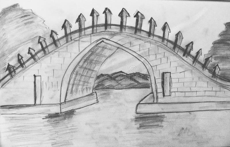 Simple Bridge Drawings Sketches with Pencil