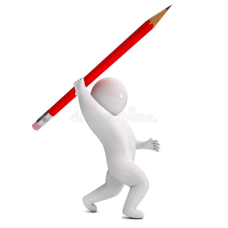 Pencil, spear, man vector illustration