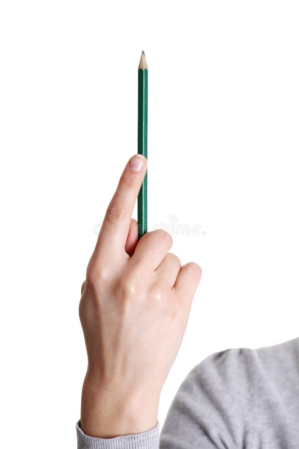 Pencil in woman hand stock photography