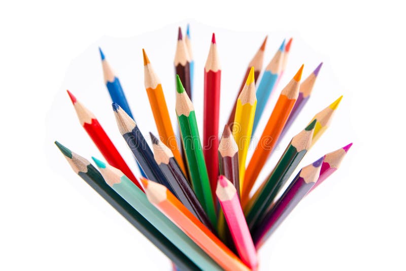 Pencils Colorful Set, Wooden Colored Pencils on White B Stock Image ...