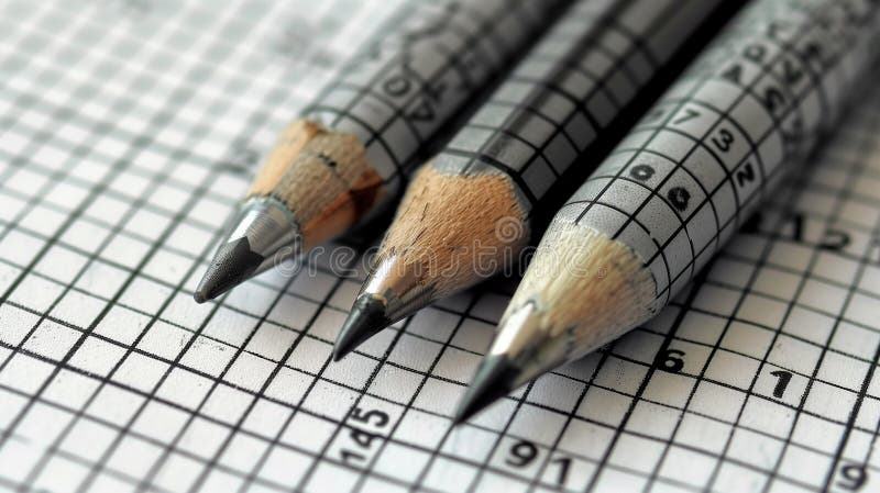 Pencils on a Crossword Puzzle Close up Stock Illustration Pencils on a Crossword Puzzle Close up Stock Illustration