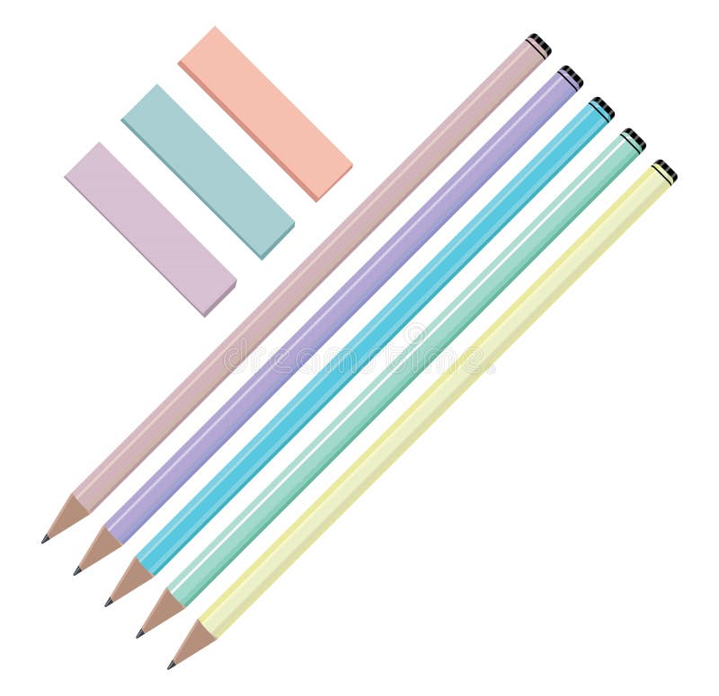 Pencils with Eraser Tool, Icon Stock Vector Illustration of pencil